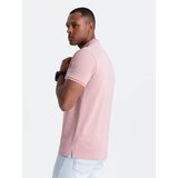 Ombre Melange men's polo shirt with striped collar - pink | Eponuda.ba