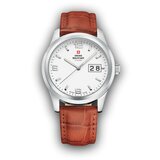 Swiss Military chrono quartz beli srebrni sportsko elegantni ručni sat sa braon kožnim kaišem 601417 Cene