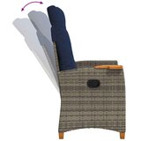  Fotelja za ležanje s pločom za čaj 62 x 64 x 112 cm poliratan - siva i modra | shoptok.hr