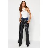 Trendyol X Sagaza Studio Black Denim Detailed Faux Leather Jeans | shoptok.hr
