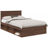 vidaXL Konstrukcija postelje z vzglavjem Rjav hrast 120 x 200 cm, (5000103261) | Shoptok.si