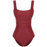 Trendyol Burgundy Square Neck Compression Swimsuit Cene