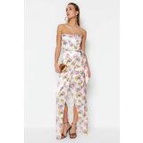 Trendyol Multicolored Double Breasted Lined Knitted Satin Floral Pattern Long Evening Dress | Eponuda.ba