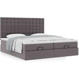 vidaXL Otomanski posteljni okvir z vzmetnicami siv 180x200cm um. usnje | Shoptok.si
