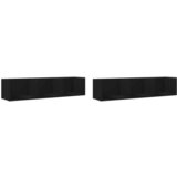  The Living Store Stenska omarica 2 kosa črna 75x18x16,5 cm inženirski les - Stenska Omarica, (21445172) | Shoptok.si