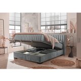 MID.YOU POSTELJA Z VZMETNICO 160 cm x 200 cm , tekstil, leseni material antracit | Shoptok.si