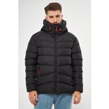 River Club Men's Black Lined Hooded Water And Windproof Inflatable Winter Coat Cene