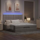 vidaXL Otomanska postelja z vzmetnico & LEDs taupe 180x200 cm blago Cene