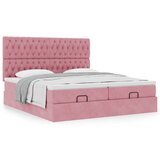 vidaXL Otomanski posteljni okvir z vzmetnicami roza 200x200cm žamet | Shoptok.si