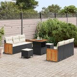  Sjedeća garnitura za vrt 11 kom. 8-Broj sjedala Crna i Krema 204 x 173 x 85 cm | Shoptok.si
