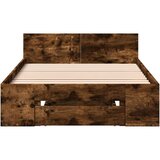 vidaXL Posteljni okvir s predalom dimljen hrast 75x190 cm inž. les | Shoptok.si