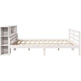 vidaXL Krevet s regalom z knjige bez madraca bijeli 200x200cm borovina | shoptok.hr