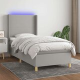  Box spring postelja z vzmetnico LED sv. siva 100x200 cm blago, (20789340) Cene