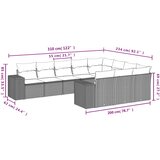 10-dijelni set vrtnih sofa s jastucima crni od poliratana | shoptok.hr