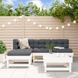 Maison Chic Seti vrtnega pohištva - Vrtna garnitura - Vrtni pohištvo set 5-delna z blazinami bela trdna borovina, (21819478) | Shoptok.si