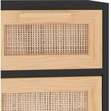  Komoda crna 60 x 30 x 75 cm masivna borovina i prirodni ratan | shoptok.hr