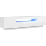 Maison Chic TV omarica - TV stojalo - Televizijska omarica z LED lučkami visok sijaj bela 160x35x40 cm, (21699352) Cene
