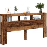 vidaXL LED posteljno vzglavje starinski les 200x18,5x103,5 cm inž. les | Shoptok.si