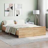 The Living Store Posteljni okvir z vzglavjem in vznožjem sonoma hrast 135x190 cm - Posteljni Okvir, (21454089) Cene