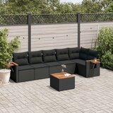  7-dijelni set vrtnih sofa od poliratana s jastucima crni | shoptok.hr