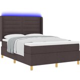 vidaXL Postelja s podstavkom in vzmetnico ter LED Rjava 160x200 cm Tkanina, (22048982) Cene