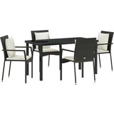 vidaXL 5-delni set za obedovanje na vrtu z blazinami Črni Poli Ratan | Shoptok.si