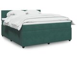 vidaXL Box spring postelja z vzmetnico temno zelena 180x200 cm žamet | Shoptok.si