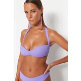 Trendyol Lilac Strapless Pleated Bikini Top Cene