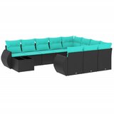  11-dijelni vrtni set s jastucima crni poliratan | shoptok.hr