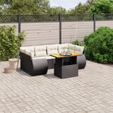 Maison Chic Seti vrtnega pohištva - Vrtna garnitura - Vrtni pohištvo set 7-delna z blazinami črn poli ratan, (21802258) | Shoptok.si