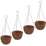  Viseće sadilice 4 kom s oblogama od kokosa crne Ø30x52 cm čelik | shoptok.hr