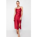 Trendyol Red Lined Woven Satin Evening Dress Cene