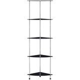 Police s 5 razina crne 30 x 30 x 130 cm od kaljenog stakla | shoptok.hr