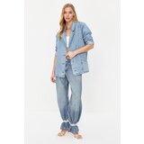 Trendyol Blue Oversize Blazer Denim Jacket Cene