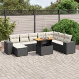  9-dijelni set vrtnih sofa s jastucima crni od poliratana Slike