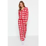 Trendyol Red Deer Printed Plaid Shirt-Pants Knitted Pajamas Set Cene