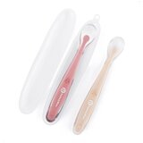 Petite&Mars Silikonske žlice s kutijicom 2 kom, 6 mj+, Take&Match, Sand - Rose | shoptok.hr