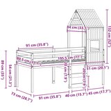  Visoki krevet s krovom 75 x 190 cm od masivne borovine | shoptok.hr