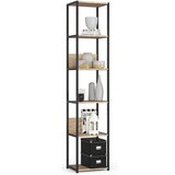 AKORD Metalna loft polica 40 cm - črna-sonoma hrast - 6 polic, (21714292) | Shoptok.si