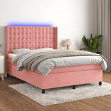The Living Store Box spring postelja z vzmetnico LED roza 80x200 cm žamet - Box Spring Postelja, (21489889) | Shoptok.si