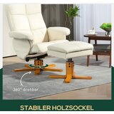  Fotelja na razvlačenje s podnožjem naslon za naginjanje 145° okretanje 360° umjetna koža krem ​​bijela | shoptok.hr