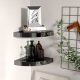  Plutajuće kutne police 2 kom sjajne crne 25 x 25 x 3,8 cm MDF | shoptok.hr