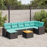  Vrtna garnitura - 8-dijelni set vrtnih sofa od poliratana s jastucima crni - Crna 1 | shoptok.hr