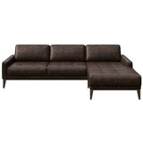 MESONICA temno rjava usnjena kotna sedežna garnitura Musso Tufted, desni kot Cene