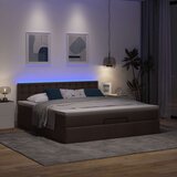 vidaXL Otomanski krevet s madracem i LED tamnosmeđi 180x200 cm tkanine Cijene