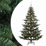  Umjetno božićno drvce s kuglicom 180 cm 300 LED lampica - Zelena 180 cm s LED-ima i ružičastim lopticama | shoptok.hr