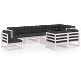 Maison Chic Seti vrtnega pohištva - Vrtna garnitura - Vrtni pohištvo set 10-delna z blazinami trdna borovina, (21815462) | Shoptok.si