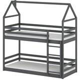 Molarem Home Drveni dječji krevet na kat Axel - grafit - 160x80 cm - Madrac PE pjena 8 cm-spužvasti madrac | shoptok.hr
