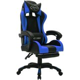 vidaXL Racing stol z RGB LED lučkami modro in črno umetno usnje | Shoptok.si