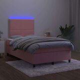  Krevet box spring s madracem LED ružičasti 120x200cm baršunasti | shoptok.hr
